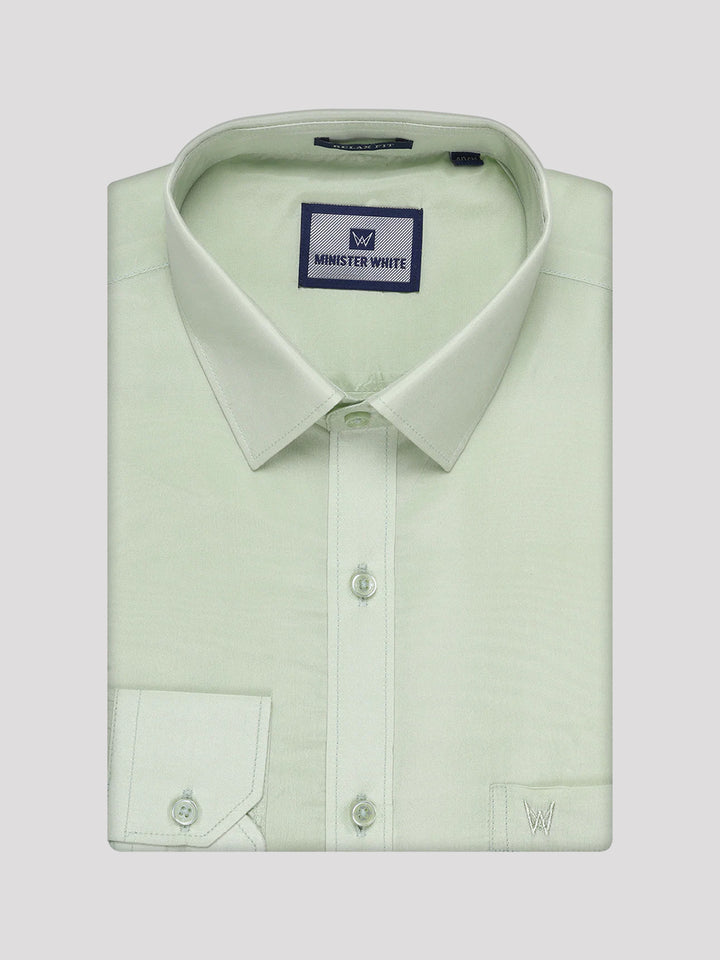 Mens Art Silk Pista Green Full Sleeves Shirt with Gold Jari Border Flexi Dhoti Combo Finesse