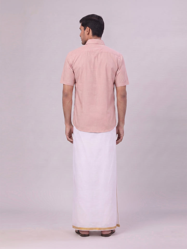 Men's Cotton Beige Matching Shirt and Dhoti Combo Luster