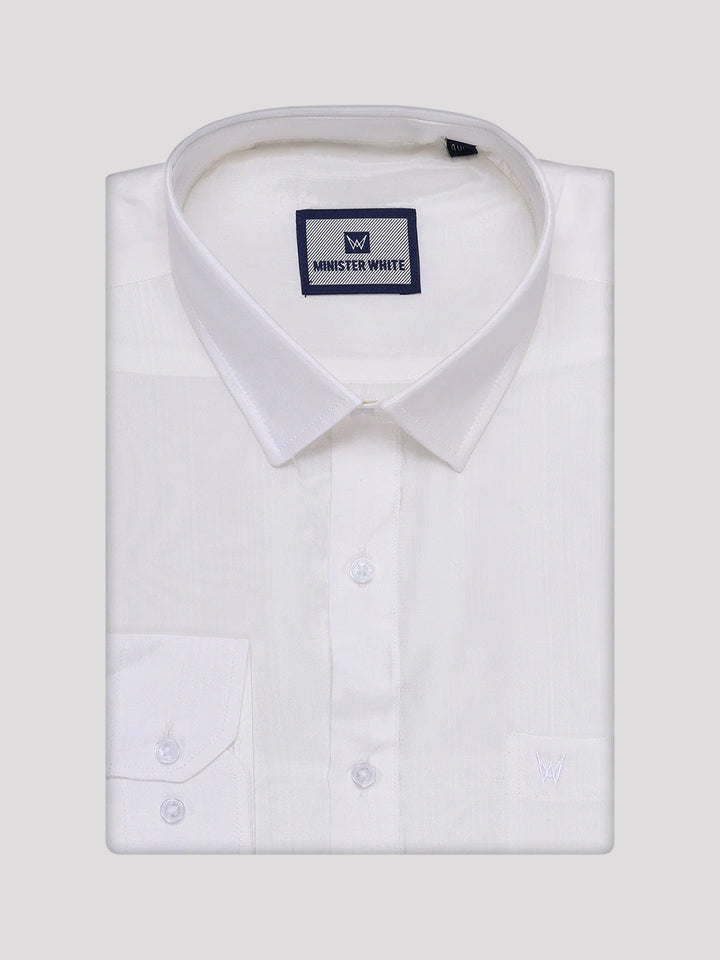 Men's Art Silk Off White Full Sleeves Shirt with Silver Jari Border Dhoti Combo Finesse