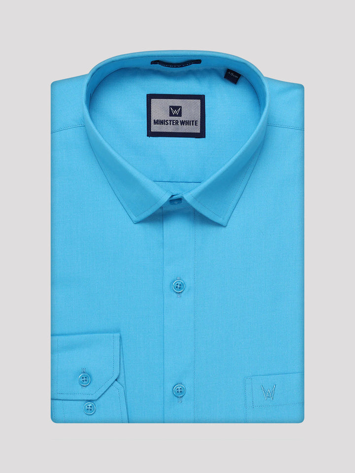 Mens Sky Blue Color Shirt with Matching Border Dhoti Combo Casper