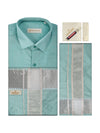 Men's Plain Art Silk Sea Green Full Sleeves Shirt with 3