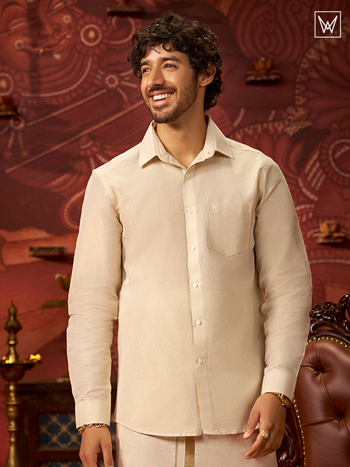 Mens Light Copper Colour Tissue Shirt Lavish by Minister White