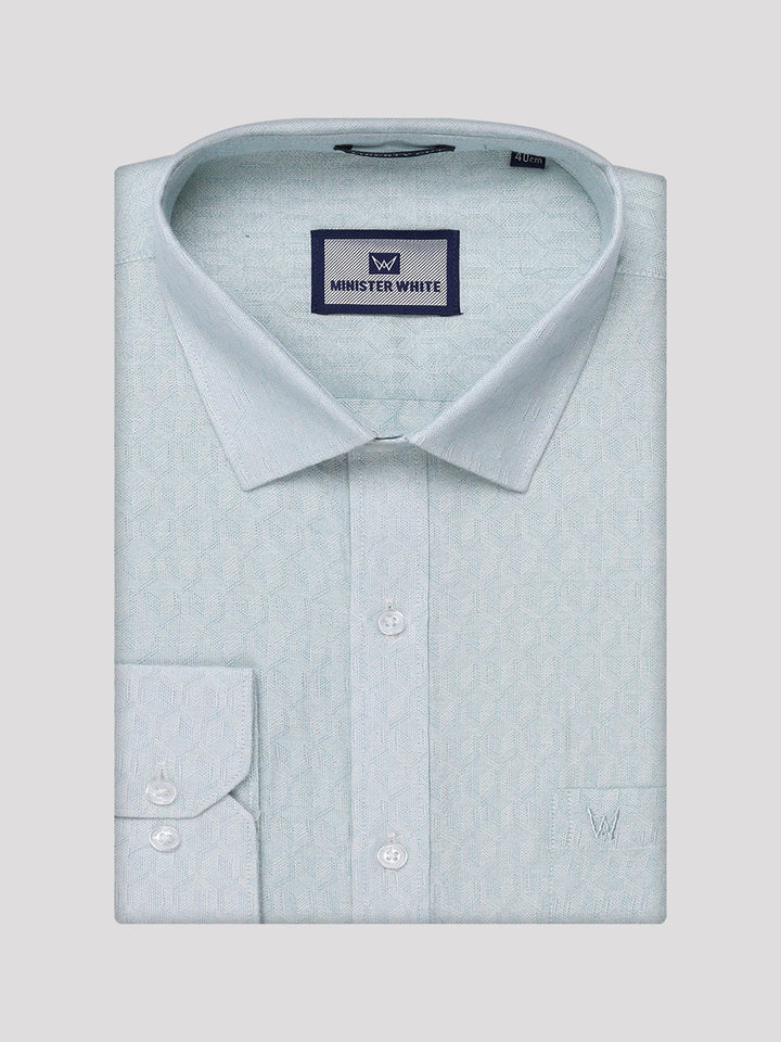 Mens Mint Blue Colour Jacquard Shirt with Matching Flexi Dhoti Combo Zeebra