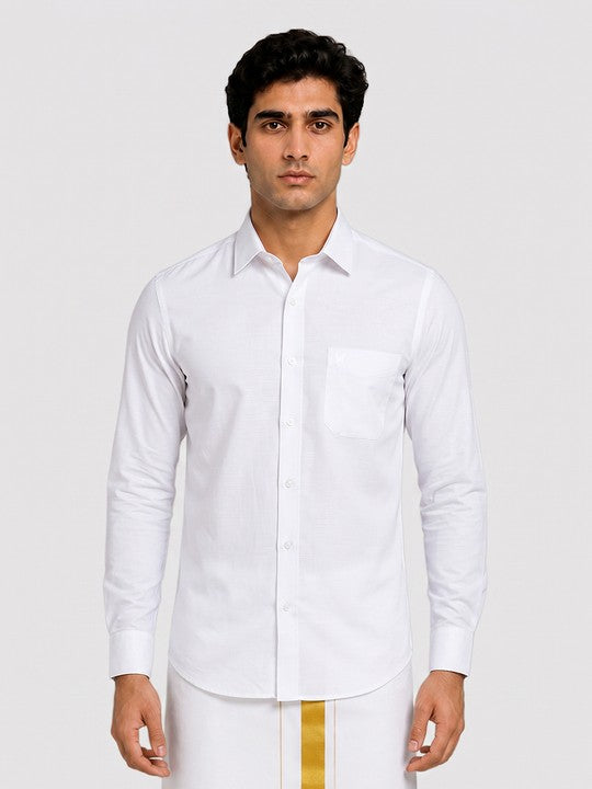 Mens Cotton Smart Fit White Shirt Attitude