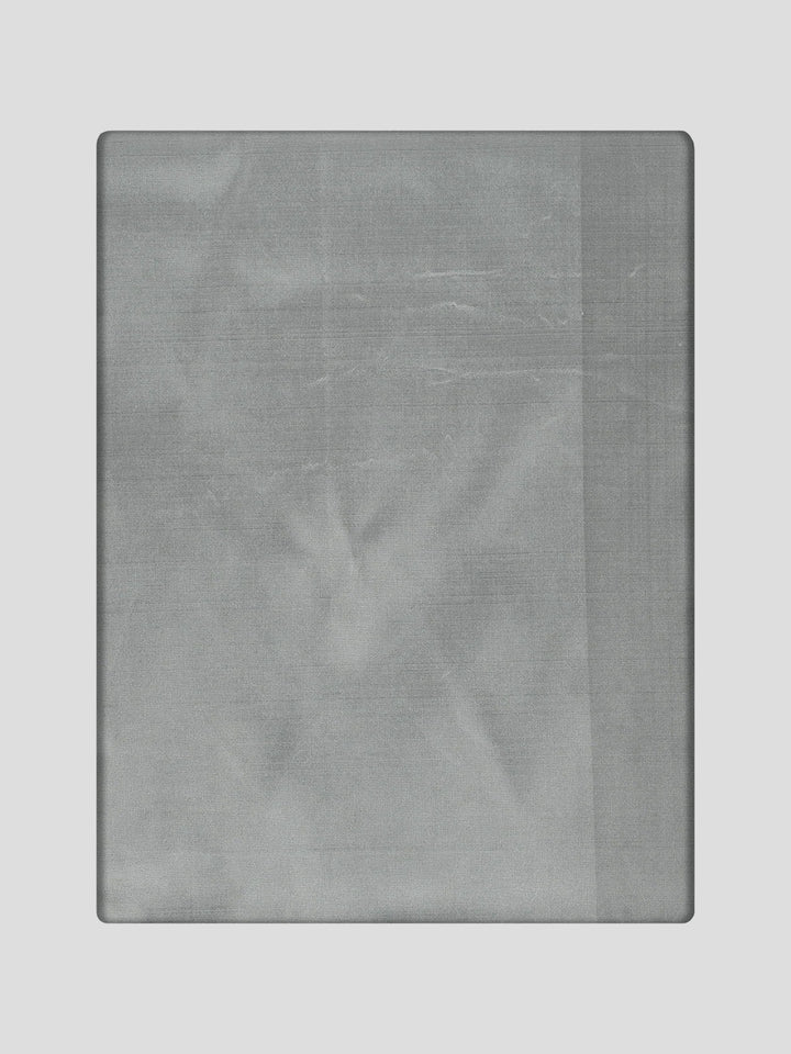 Men's Premium Art Silk Steel Grey Shirt Bit with Silver Jari Border Dhoti Towel Combo Wedding Wonders