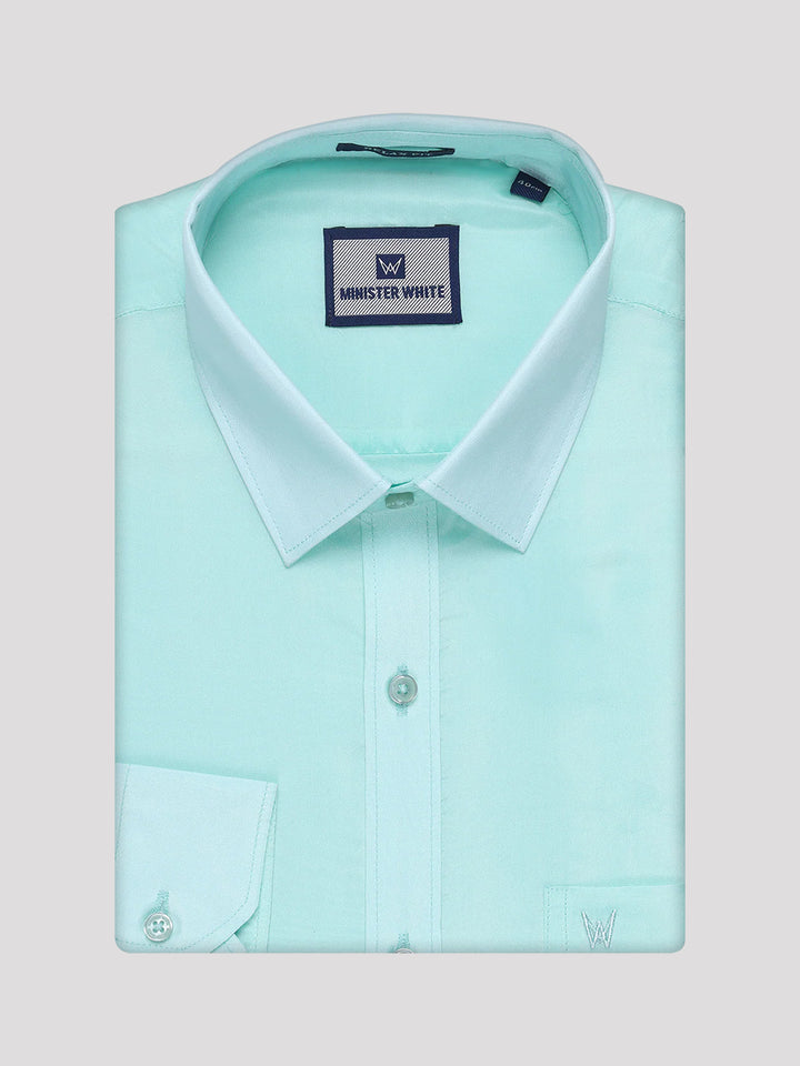 Mens Art Silk Mint Leaf Full Sleeves Shirt with Gold Jari Border Dhoti Combo Finesse