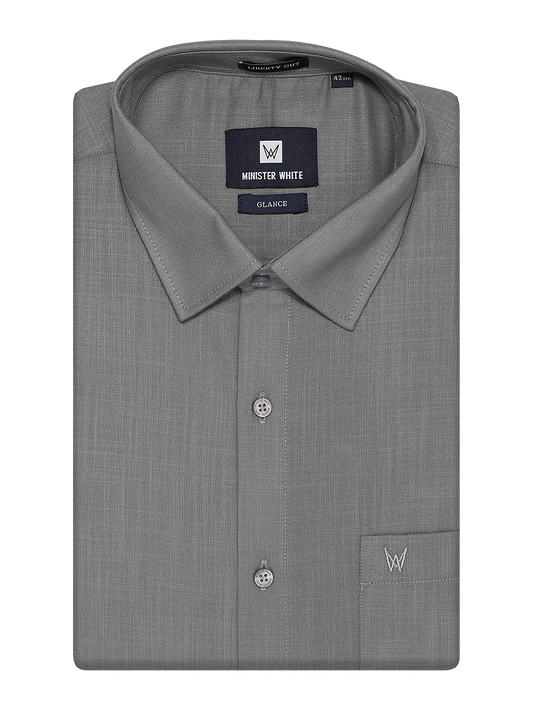 Mens Cotton Grey Colour Regular Fit Shirt Glance by Minister White