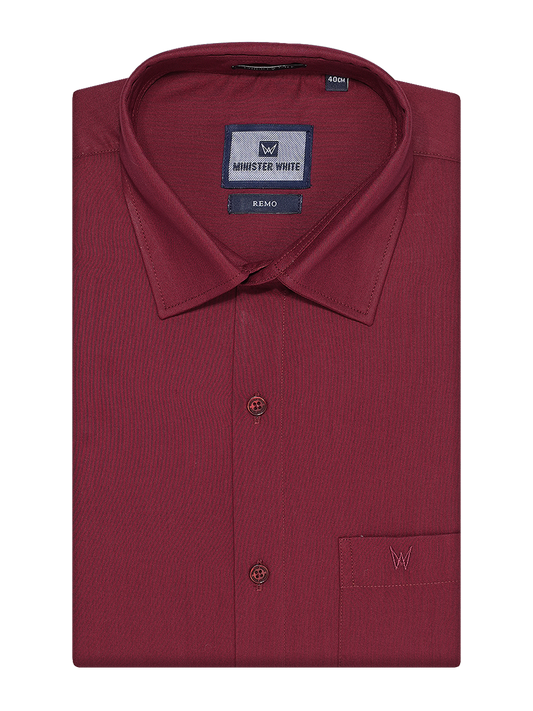 Mens Cotton Regular Fit Maroon Colour Shirt Remo by Minister White
