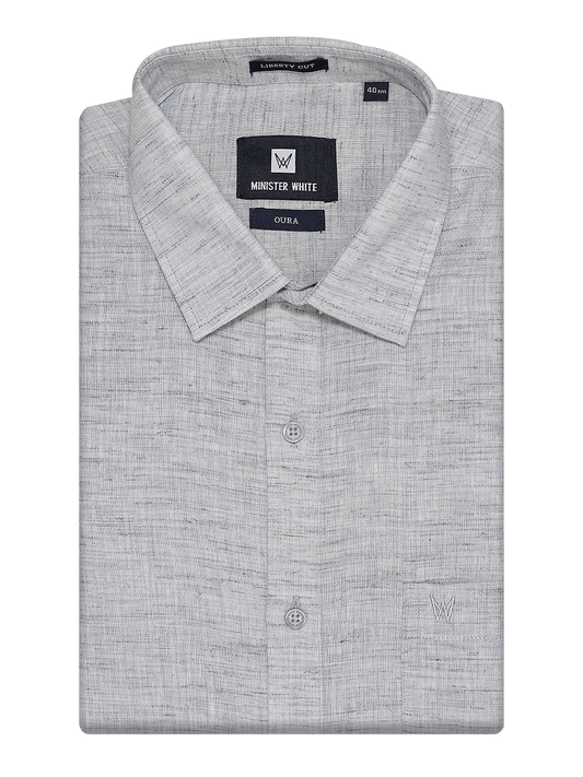 Mens Cotton Steel Colour Regular Fit Shirt Oura by Minister White