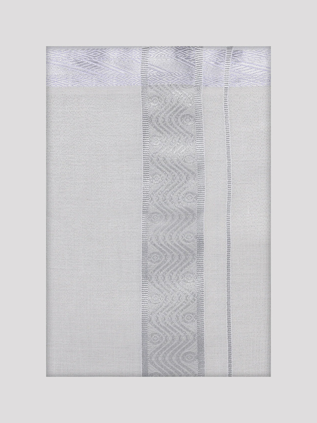 Men's Tissue Silver Jacquard Fancy Border Dhoti Wedding Nios
