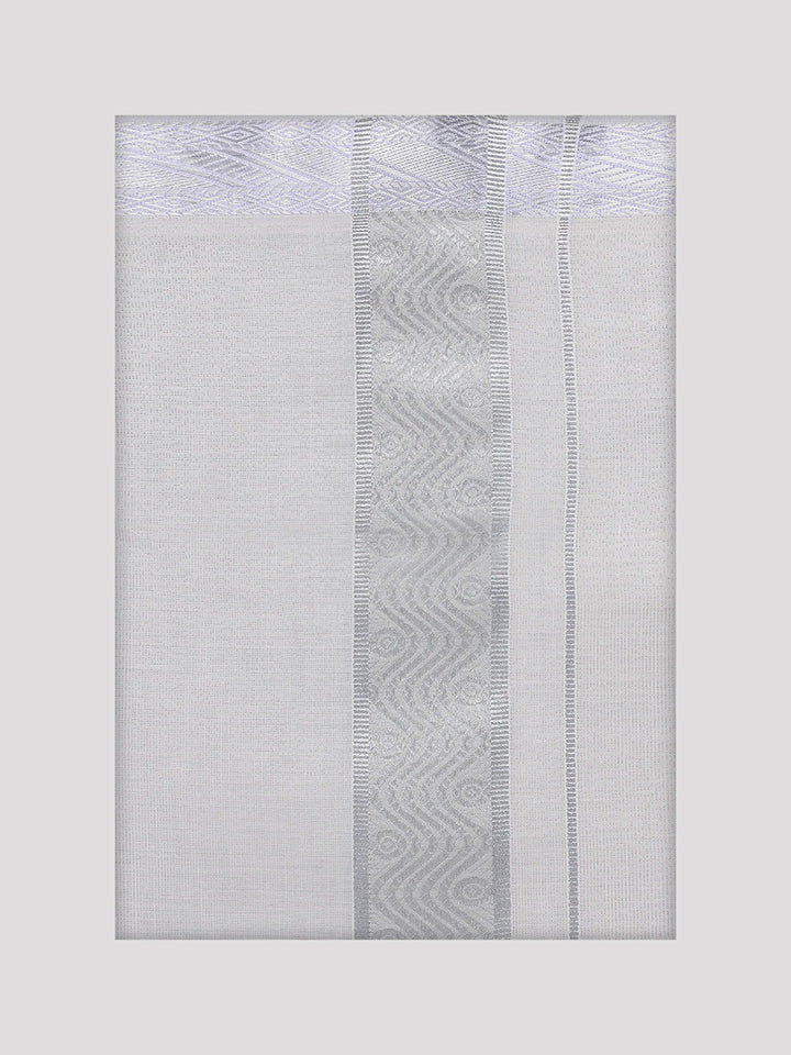 Men's Tissue Silver Jacquard Fancy Border Dhoti Wedding Nios
