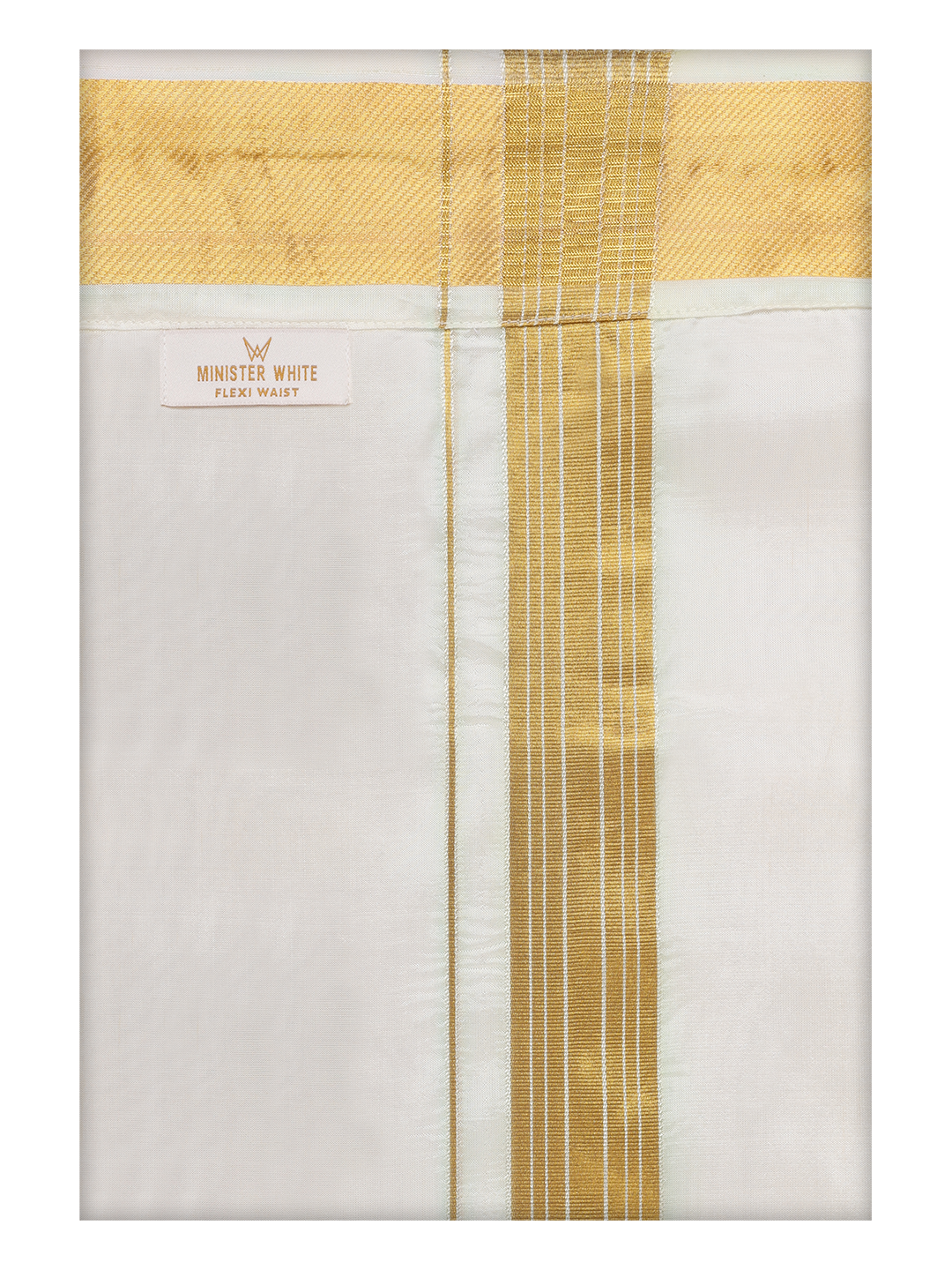 Mens Art Silk 100k Gold Jari Border Flexi Dhoti Finesse