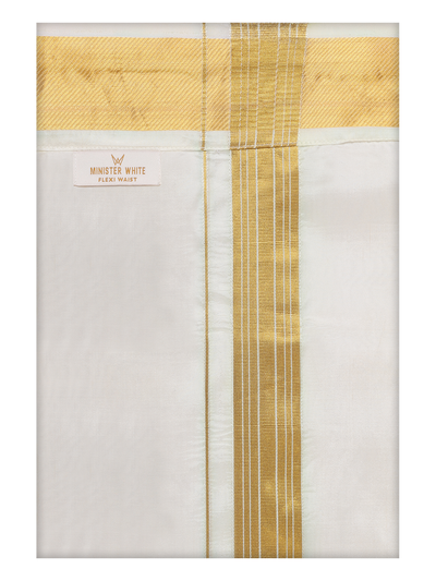 Mens Art Silk 100k Gold Jari Border Flexi Dhoti Finesse