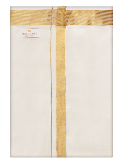 Mens 70k Gold Jari Border Flexi Dhoti Finesse
