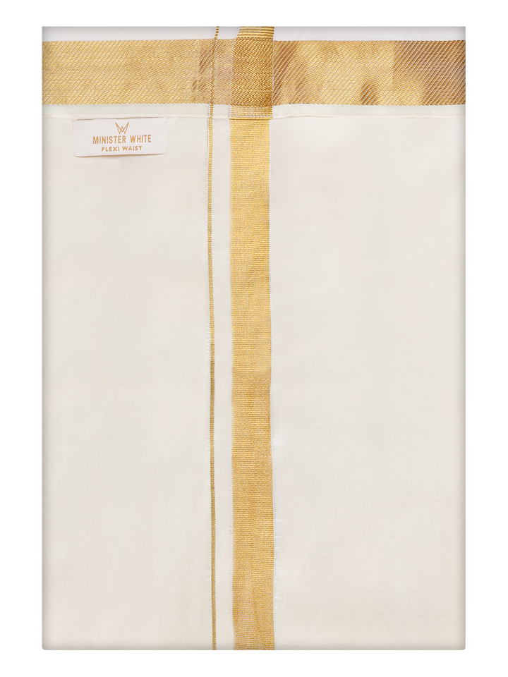Mens 70k Gold Jari Border Flexi Dhoti Finesse