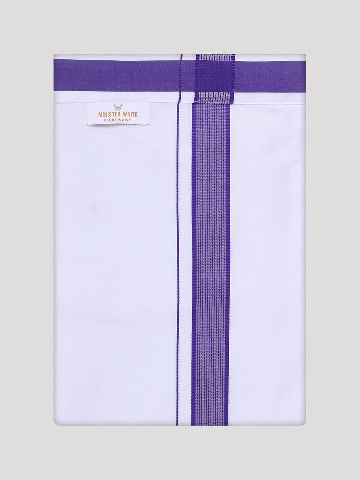 Men's Violet Dupion Satin Color Shirt with Matching Border Flexi Dhoti Combo Gora Flexi