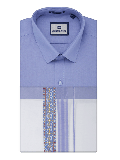 Men's Cotton Light Purple Matching Shirt with Fancy Printed Border Dhoti Combo Luster Trend