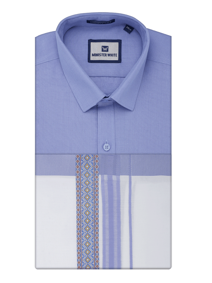 Men's Cotton Light Purple Matching Shirt with Fancy Printed Border Dhoti Combo Luster Trend