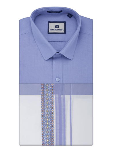 Men's Cotton Light Purple Matching Shirt with Fancy Printed Border Dhoti Combo Luster Trend