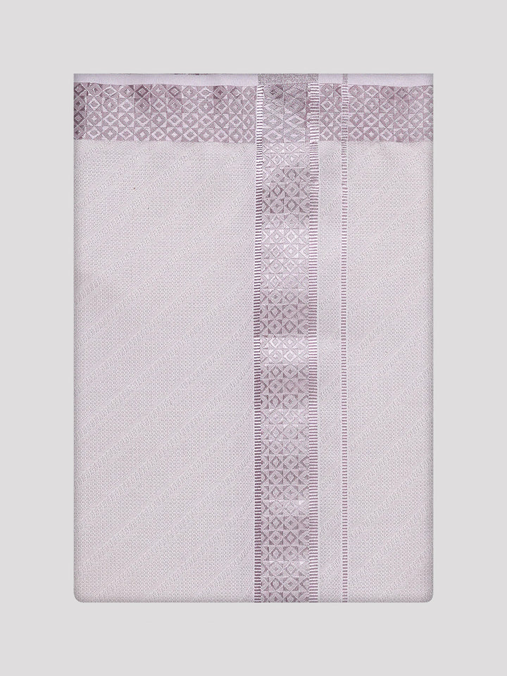 Men's Beige Tissue Stripe Dhoti with Jacquard Border Kane