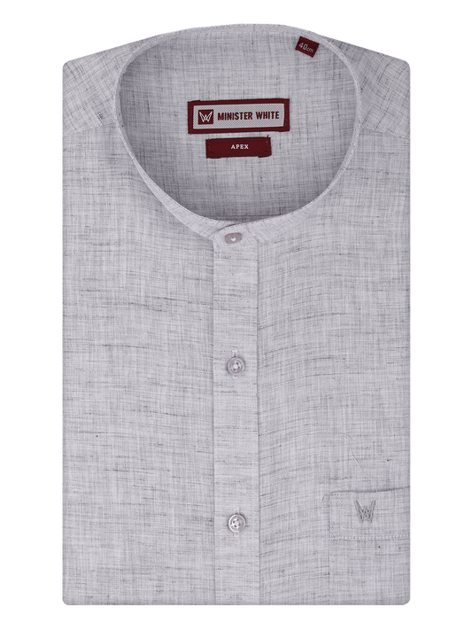 Men's Ash Color Chinese Collar Regular Fit Shirt Apex