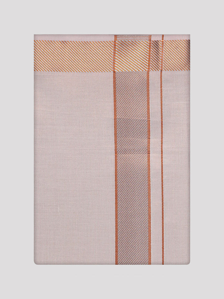 Men's Copper Tissue Stripe Dhoti with Jacquard Border Kane