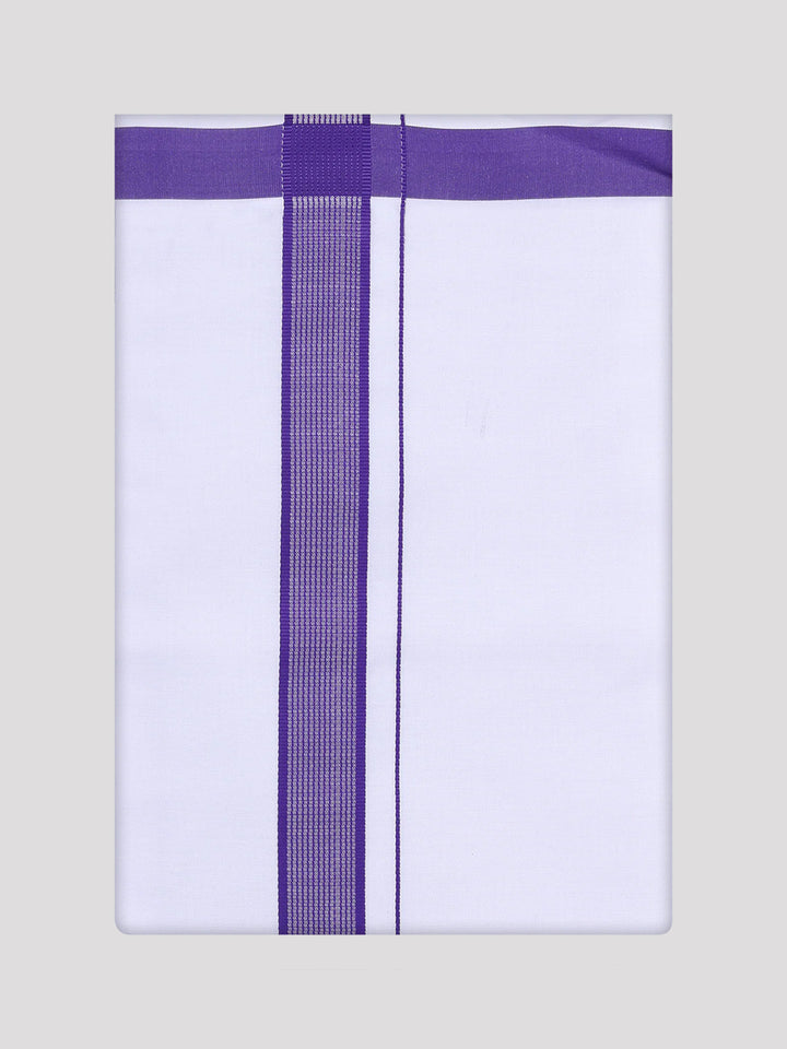 Mens Violet Dupion Satin Color Shirt with Matching Border Dhoti Combo Gora