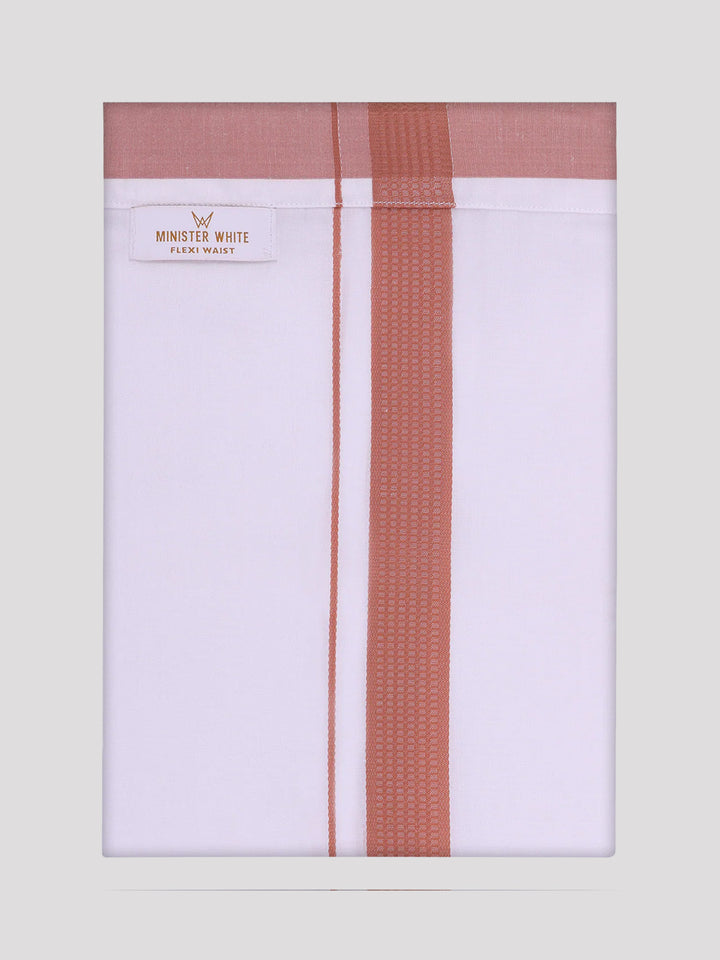 Mens Light Brown Dupion Satin Shirt with Matching Border Flexi Dhoti Combo Gora Flexi