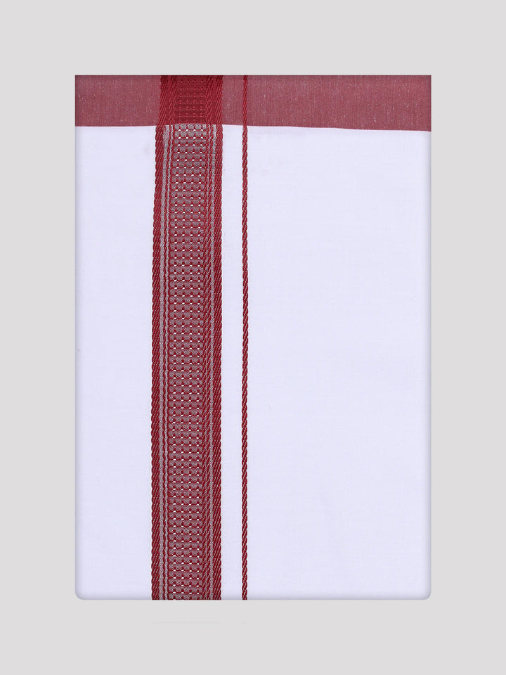 Mens Red Dupion Satin Color Shirt with Matching Border Dhoti Combo Gora