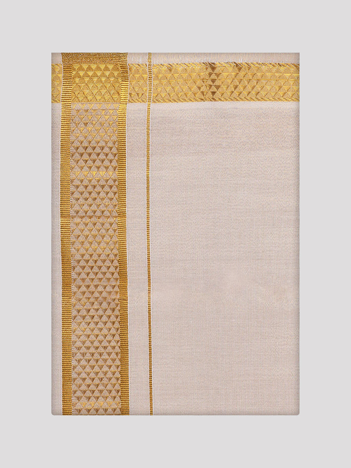 Men's Tissue Gold Jacquard Fancy Border Dhoti Wedding Nios