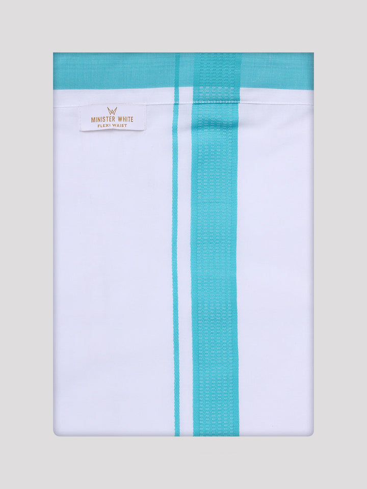 Men's Light Blue Shirt with Matching Border Flexi Dhoti Combo Casper Flexi