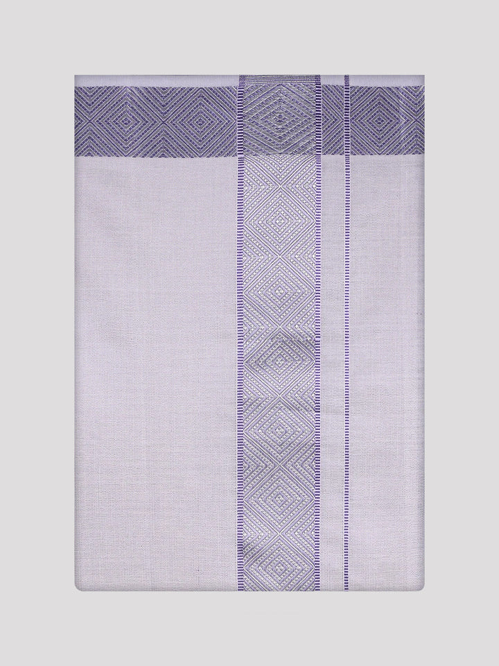 Men's Lavender Tissue Dhoti with Intricate Jacquard Border Plum