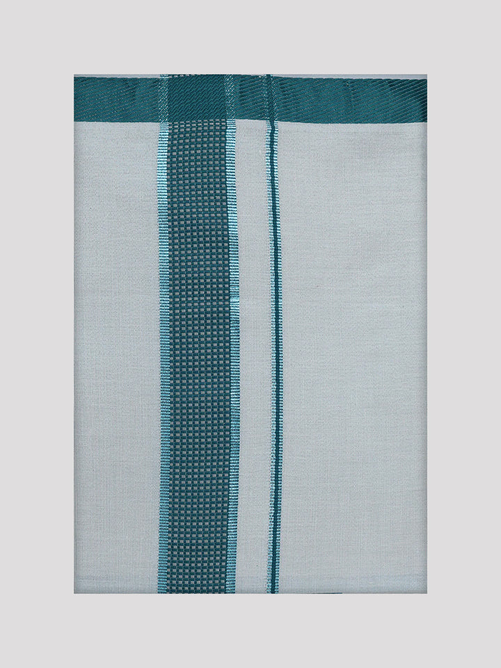 Mens Cotton Green Shirt with Tissue Matching Border Dhoti Wedding Combo Kandala