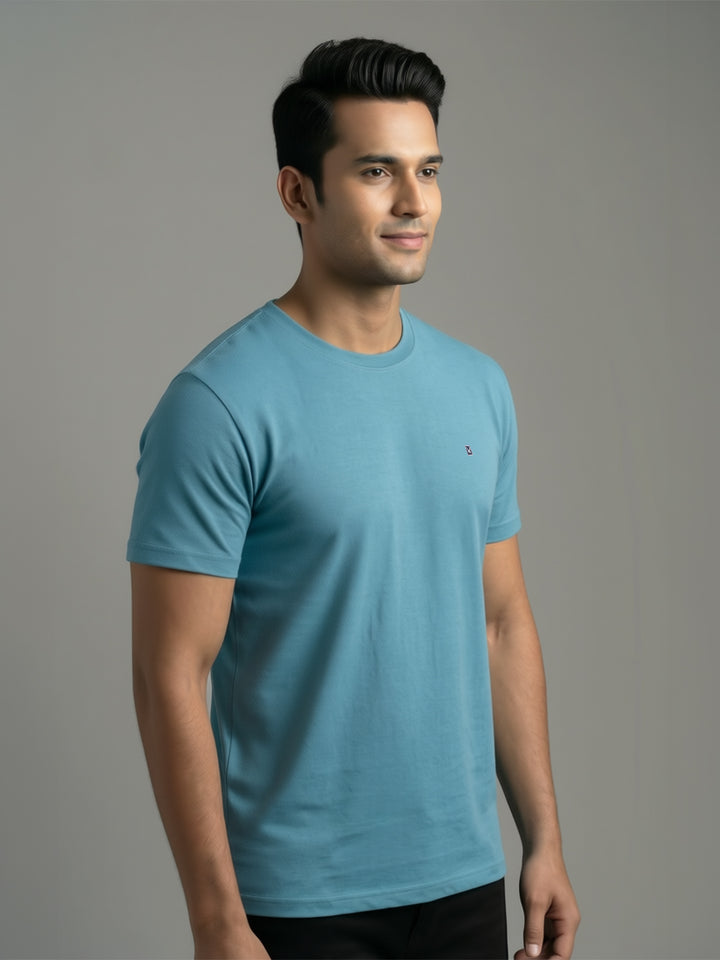 Men's Firozi Regular Fit Round Neck T-Shirt Crisper