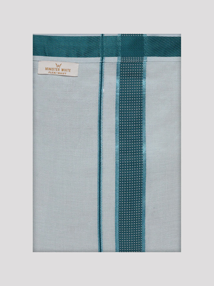 Men's Cotton Green Shirt with Tissue Matching Border Flexi Dhoti Wedding Combo Kandala