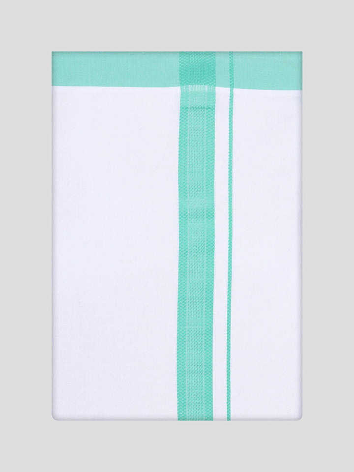 Men's Mint Blue Color Shirt with Matching Fancy Border Dhoti Combo Lemax