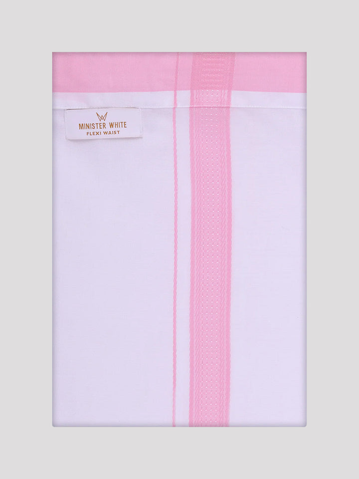 Mens Light Pink Dupion Satin Shirt with Matching Border Flexi Dhoti Combo Gora Flexi