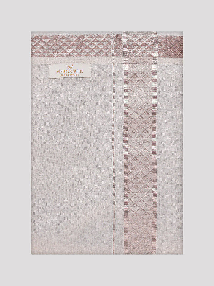 Mens Almond Tissue Jacquard Shirt with Matching Flexi Dhoti Combo Zeebra