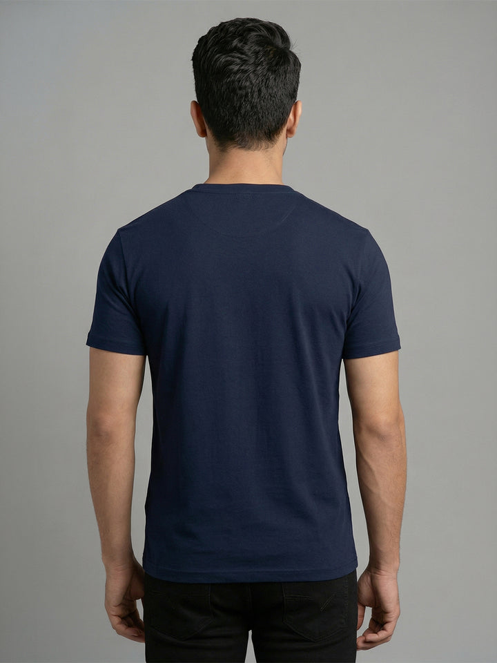 Men's Navy Regular Fit Round Neck T-Shirt Crisper