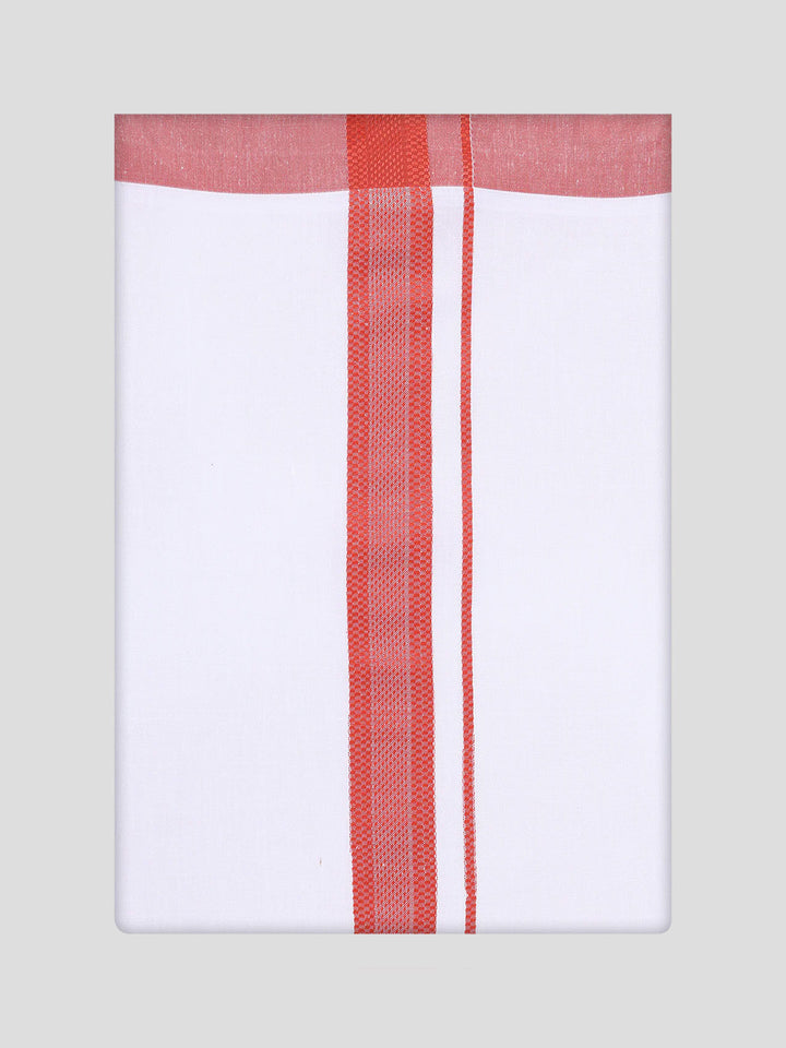 Mens Dark Brick Colour Shirt with Matching Fancy Border Dhoti Combo Lemax
