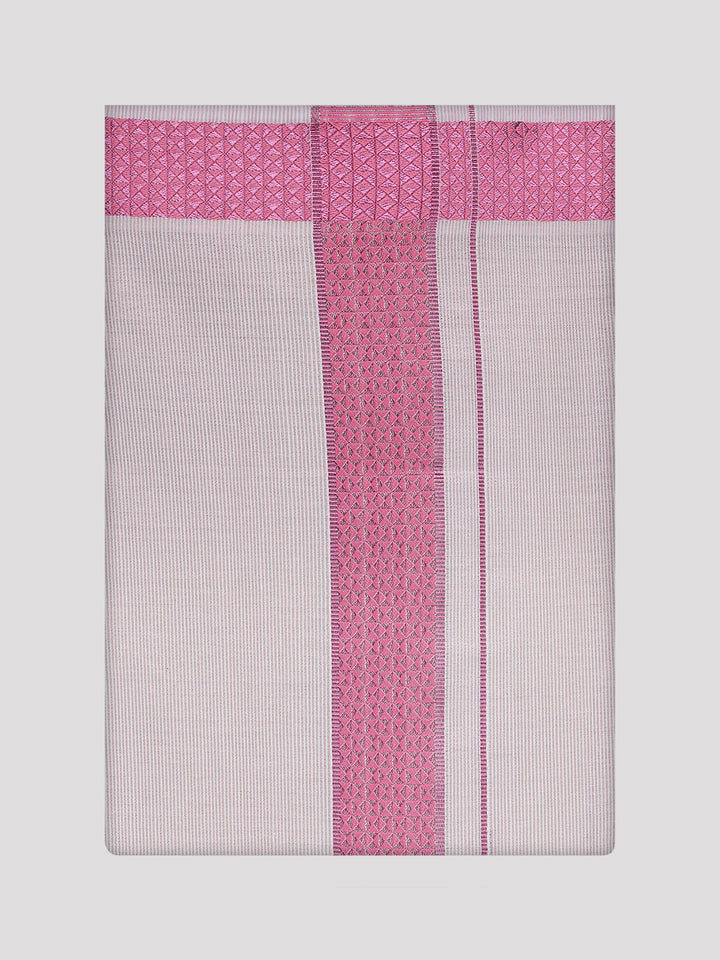 Men's Rose Tissue Stripe Dhoti with Jacquard Border Kane