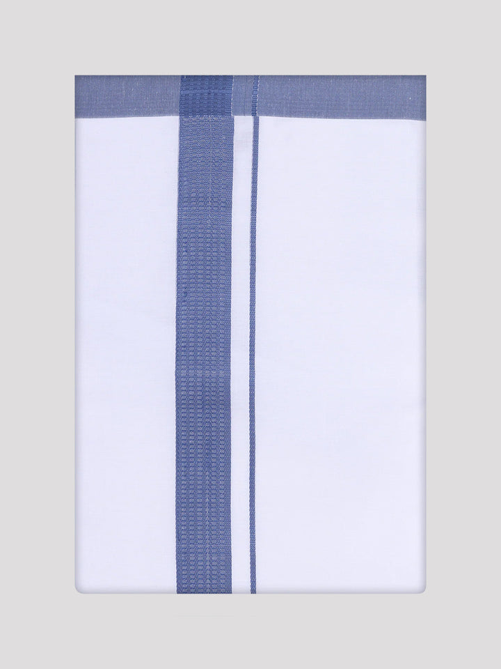 Men's Blue Color Shirt with Matching Border Dhoti Combo Casper