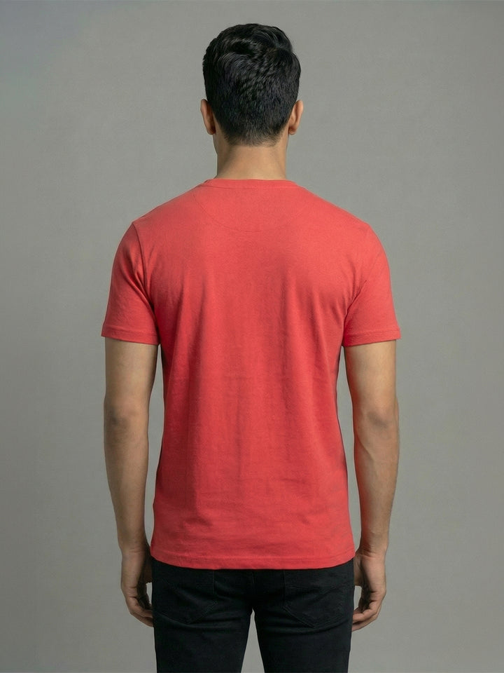 Men's Red Regular Fit Round Neck T-Shirt Crisper