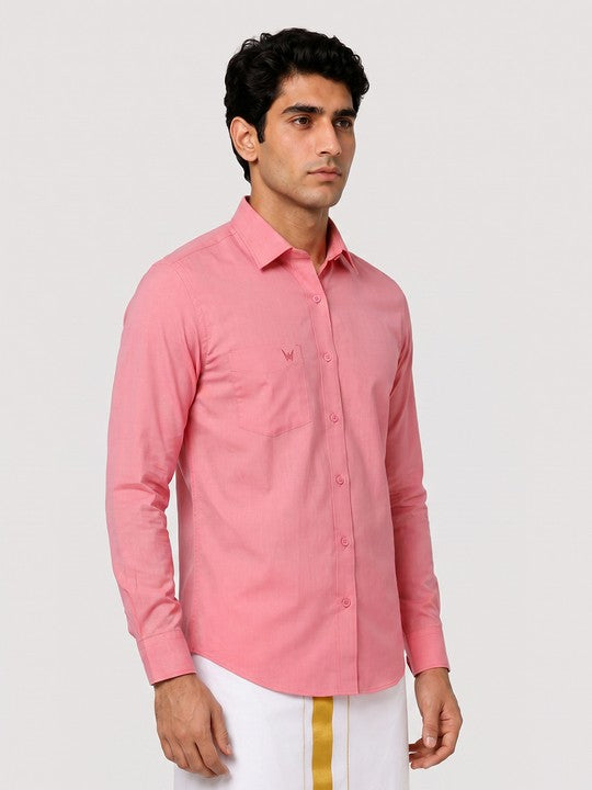 Mens Cotton Regular Fit Pink Colour Shirt Divine Touch