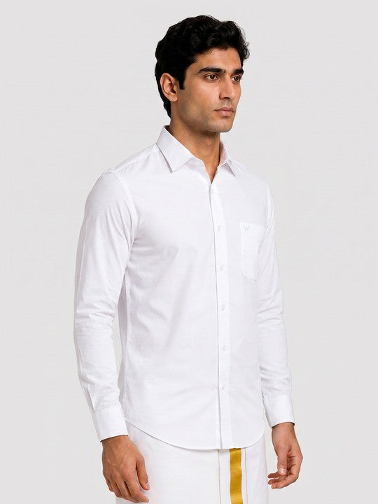 Mens Cotton Smart Fit White Shirt Eldee