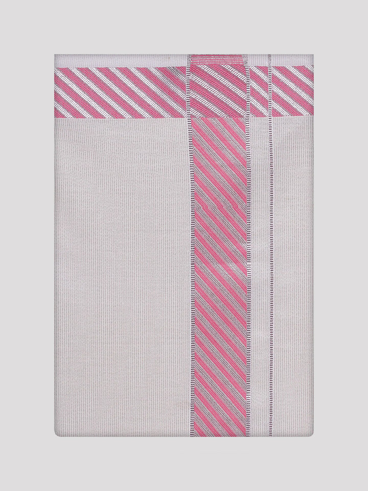 Men's Light Rose Tissue Stripe Dhoti with Jacquard Border Kane