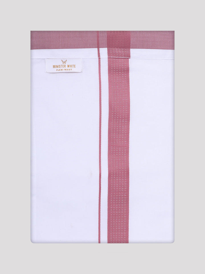 Men's Light Maroon Shirt with Matching Border Flexi Dhoti Combo Casper Flexi