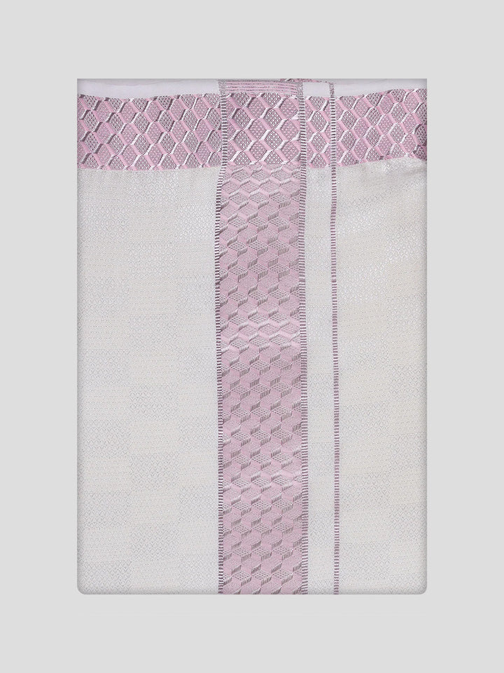 Men's Cotton Light Rose Shirt and Airtex Matching Border Dhoti Combo Nector