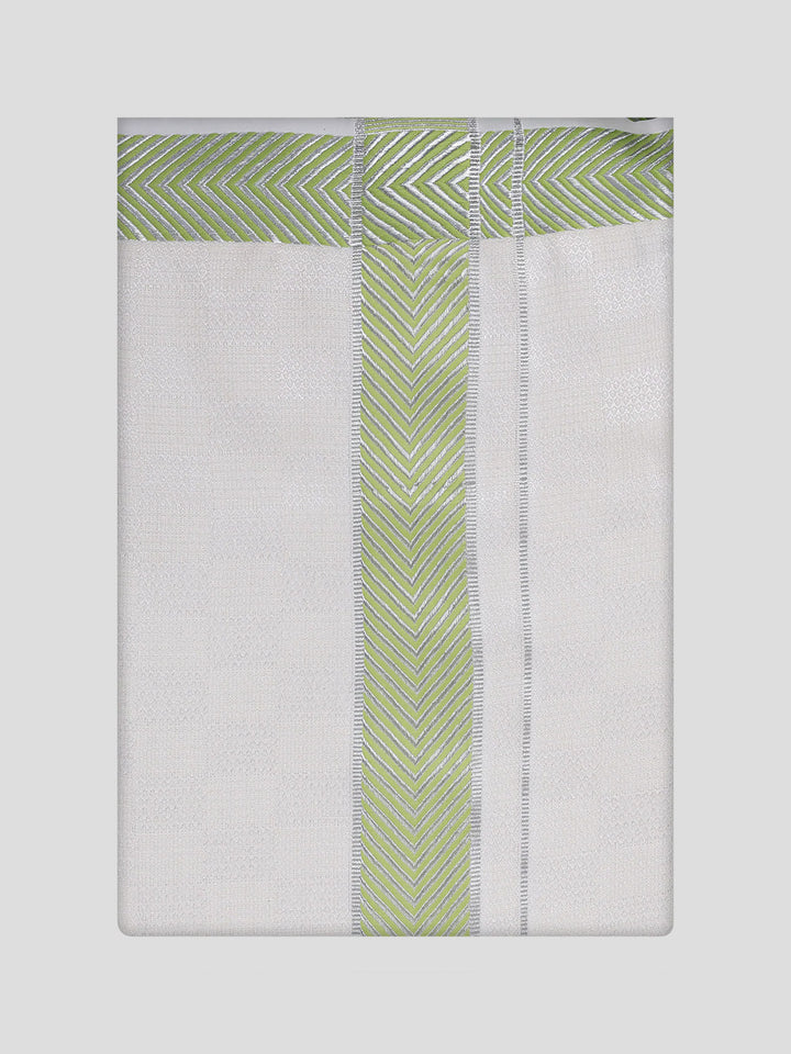 Men's Cotton Parrot Green Airtex Matching Border Dhoti Nector