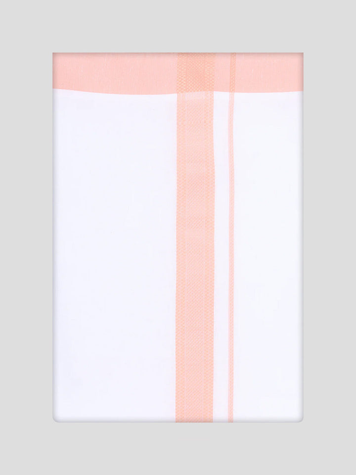 Mens Peach Colour Shirt with Matching Fancy Border Dhoti Combo Lemax